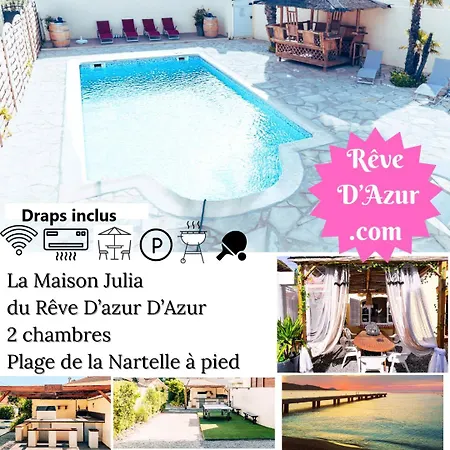 Vakantiehuis Reve D'azur, 2 Chambres, Maison Julia En Bord De A La Nartelle, Piscine Partagee, Parking & Terrasse Bbq, Wifi Et Draps Inclus A Pied