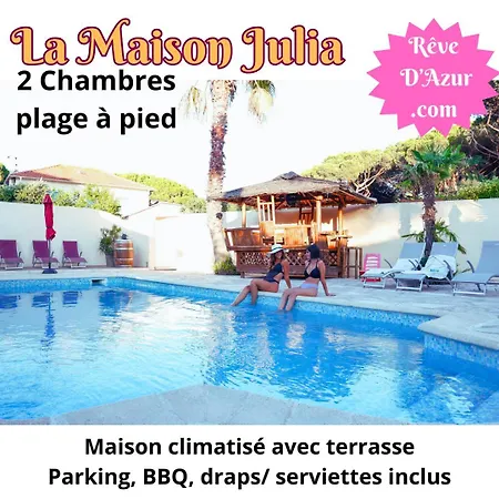 Reve D'azur, 2 Chambres, Maison Julia En Bord De A La Nartelle, Piscine Partagee, Parking & Terrasse Bbq, Wifi Et Draps Inclus A Pied Vakantiehuis